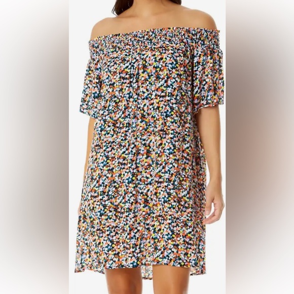 Anne Cole Smocked Off Shoulder Mini cover-up - Picture 6 of 7